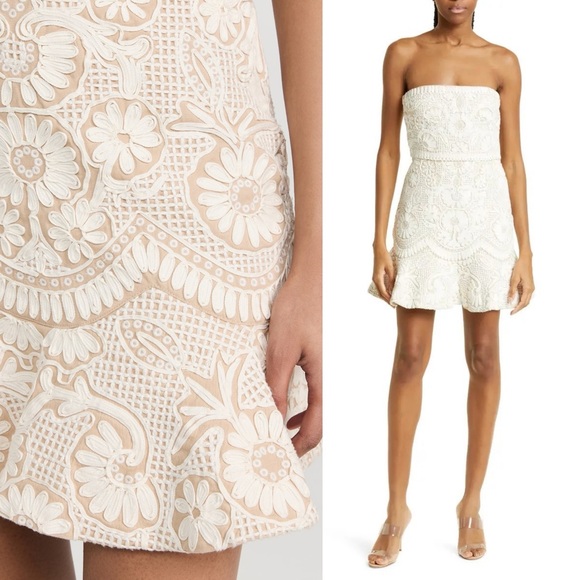 Veronica Beard Agata Strapless Mini Dress NWT Light Pebble *Size 6 - Picture 2 of 16